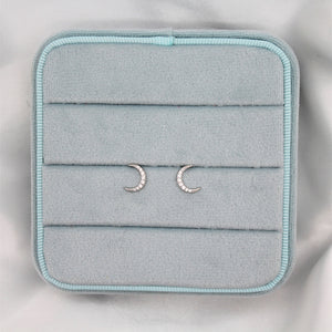 Sterling Silver Jewel Crescent Moon Studs