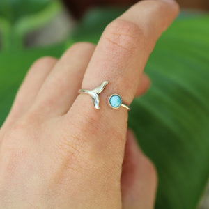 Sterling Silver Larimar Whale Ring