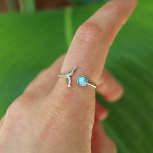 Sterling Silver Larimar Whale Ring