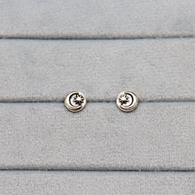 Load image into Gallery viewer, Sterling Silver Cresent Moon Circle Studs
