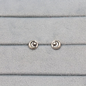 Sterling Silver Cresent Moon Circle Studs