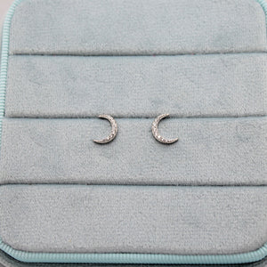 Sterling Silver Jewel Crescent Moon Studs