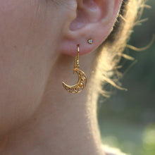 Load image into Gallery viewer, 18K Gold Vermeil Henna Moon Dangle Earring
