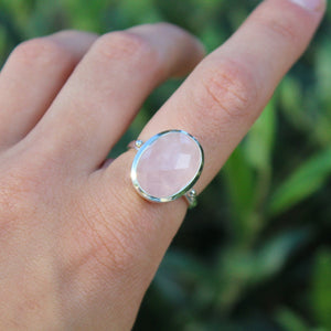 Sterling Silver X-Large Rose Quartz Petal Ring