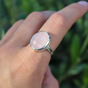 Sterling Silver X-Large Rose Quartz Petal Ring