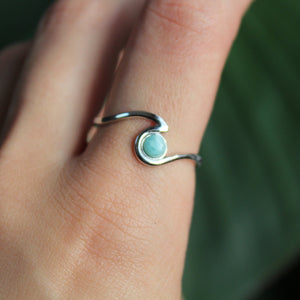 Sterling Silver Larimar Crystal Wave Ring