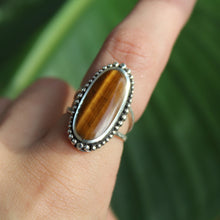 Load image into Gallery viewer, Sterling Silver Tigers Eye Full Dot Frame Ring
