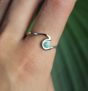 Sterling Silver Larimar Crystal Wave Ring