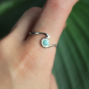 Sterling Silver Larimar Crystal Wave Ring