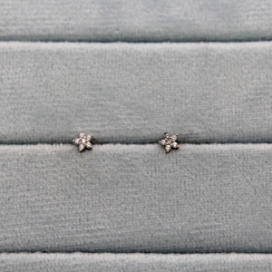 Sterling Silver Dainty Jewel Flower Studs