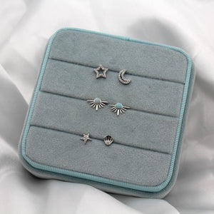 Sterling Silver Jewel Star Moon Stud