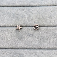 Load image into Gallery viewer, Sterling Silver Jewel Shell Star Stud
