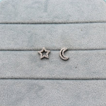 Load image into Gallery viewer, Sterling Silver Jewel Star Moon Stud
