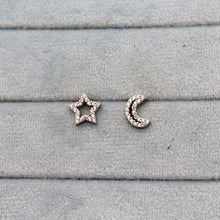 Load image into Gallery viewer, Sterling Silver Jewel Star Moon Stud
