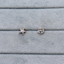 Load image into Gallery viewer, Sterling Silver Jewel Shell Star Stud
